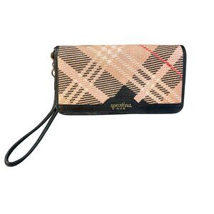 Spartina 449 Telfair Plaid Fabric & Leather Wallet Wristlet